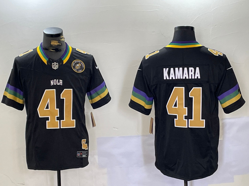 Men's New Orleans Saints #41 Alvin Kamara Black 2024 F.U.S.E. Vapor Limited Stitched Jersey 3