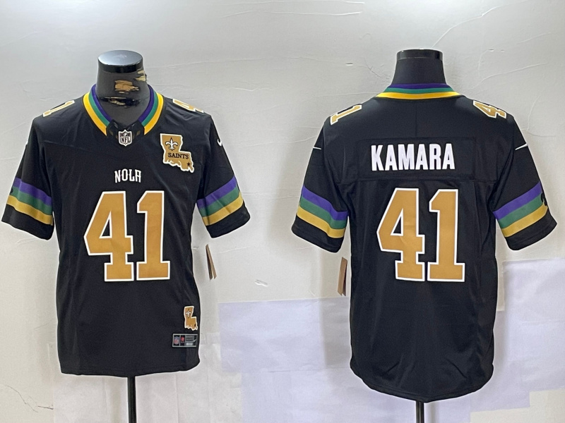Men's New Orleans Saints #41 Alvin Kamara Black 2024 F.U.S.E. Vapor Limited Stitched Jersey 5