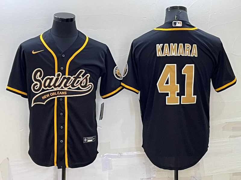 Men's New Orleans Saints #41 Alvin Kamara Black Stitched MLB Cool Base Nike Baseball Jersey Men's New Orleans Saints #41 Alvin Kamara Black Stitched MLB Cool Base Nike Baseball Jersey
