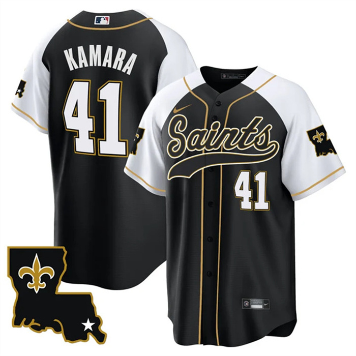 Men's New Orleans Saints #41 Alvin Kamara Black White 1987 Legacy Cool Base Stitched Baseball Jersey Men's New Orleans Saints #41 Alvin Kamara Black White 1987 Legacy Cool Base Stitched Baseball Jersey