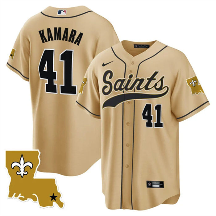 Men's New Orleans Saints #41 Alvin Kamara Gold 1987 Legacy Cool Base Stitched Baseball Jersey Men's New Orleans Saints #41 Alvin Kamara Gold 1987 Legacy Cool Base Stitched Baseball Jersey