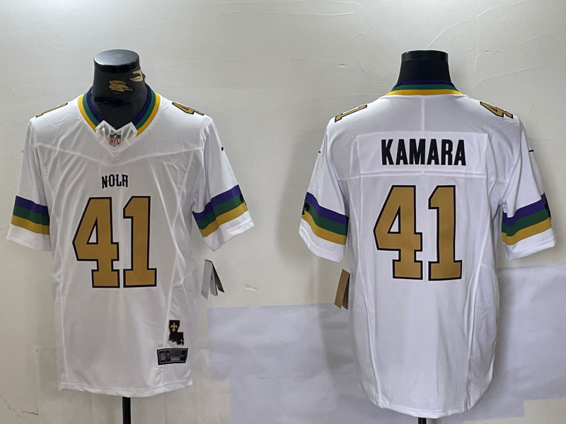 Men's New Orleans Saints #41 Alvin Kamara White 1987 Legacy Cool Base Stitched Baseball Jersey