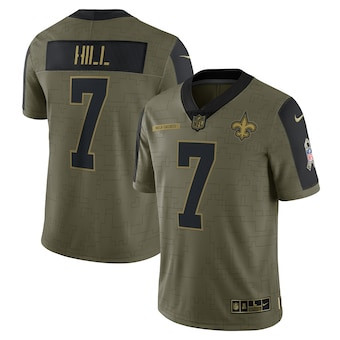 Men's New Orleans Saints #7 Taysom Hill Nike Olive 2021 Salute To Service Limited Player Jersey Men's New Orleans Saints #7 Taysom Hill Nike Olive 2021 Salute To Service Limited Player Jersey
