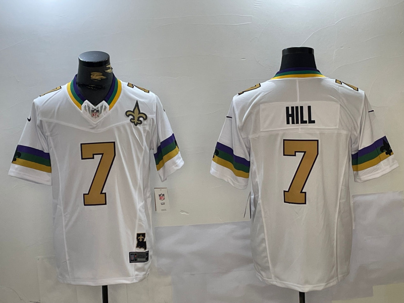 Men's New Orleans Saints #7 Taysom Hill White Vapor Limited Stitched Football Jersey