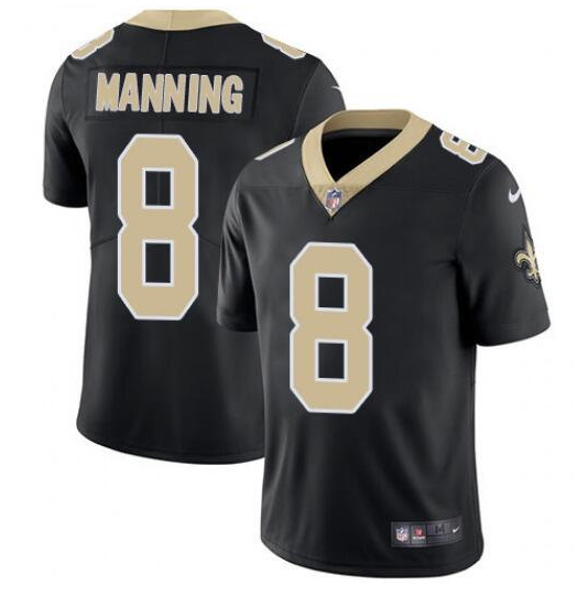 Men's New Orleans Saints #8 Archie Manning 2021 Black Vapor Untouchable Limited Stitched Jersey Men's New Orleans Saints #8 Archie Manning 2021 Black Vapor Untouchable Limited Stitched Jersey