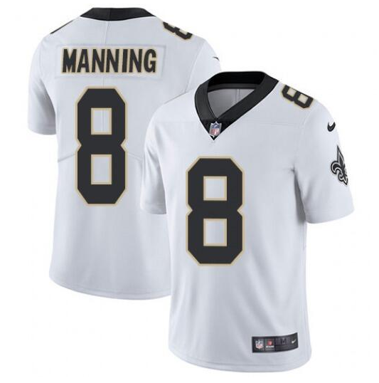 Men's New Orleans Saints #8 Archie Manning 2021 White Vapor Untouchable Limited Stitched Jersey Men's New Orleans Saints #8 Archie Manning 2021 White Vapor Untouchable Limited Stitched Jersey
