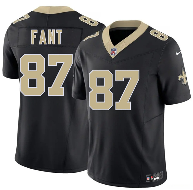 Men's New Orleans Saints #87 Noah Fant Black 2026 F.U.S.E Vapor Limited Stitched Football Jersey Men's New Orleans Saints #87 Noah Fant Black 2026 F.U.S.E Vapor Limited Stitched Football Jersey