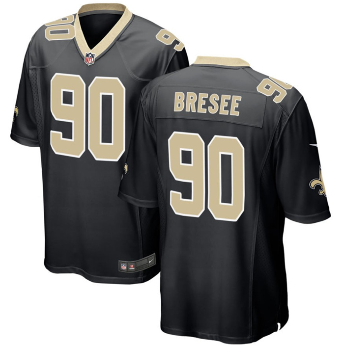 Men's New Orleans Saints #90 Bryan Bresee Black 2023 Draft Stitched Game Jersey Men's New Orleans Saints #90 Bryan Bresee Black 2023 Draft Stitched Game Jersey