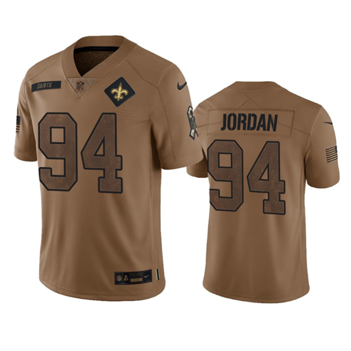 Men's New Orleans Saints #94 Cameron Jordan 2023 Brown Salute To Service Limited Limited Stitched Jersey Men's New Orleans Saints #94 Cameron Jordan 2023 Brown Salute To Service Limited Limited Stitched Jersey