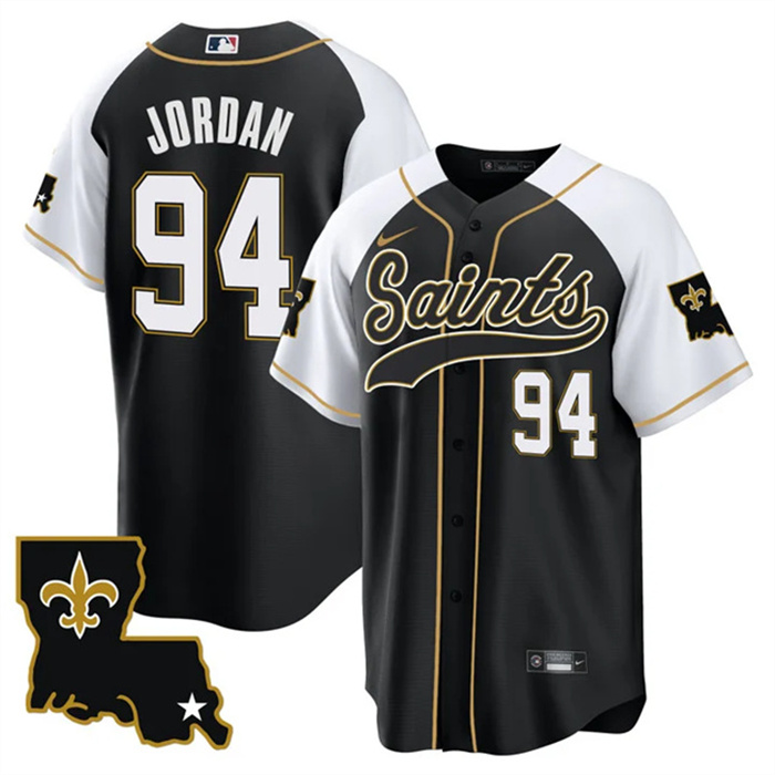 Men's New Orleans Saints #94 Cameron Jordan Black White 1987 Legacy Cool Base Stitched Baseball Jersey Men's New Orleans Saints #94 Cameron Jordan Black White 1987 Legacy Cool Base Stitched Baseball Jersey