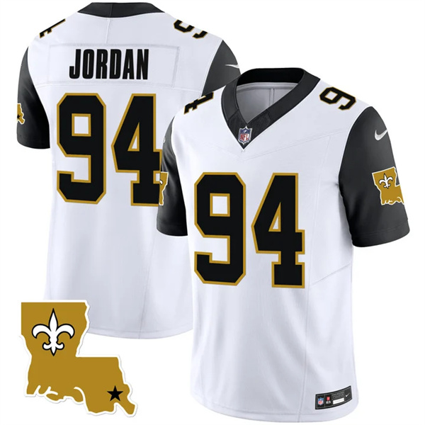 Men's New Orleans Saints #94 Cameron Jordan White Black 2023 F.U.S.E. 1987 Legacy Vapor Stitched Jersey