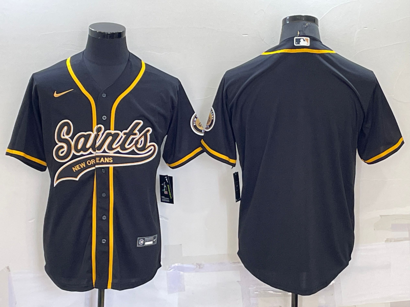 Men's New Orleans Saints Blank Black Cool Base Stitched Baseball Jersey Men's New Orleans Saints Blank Black Cool Base Stitched Baseball Jersey