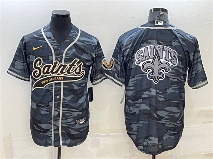 Men's New Orleans Saints Blank Grey Navy Team Big Logo With Patch Cool Base Stitched Baseball Jersey Men's New Orleans Saints Blank Grey Navy Team Big Logo With Patch Cool Base Stitched Baseball Jersey
