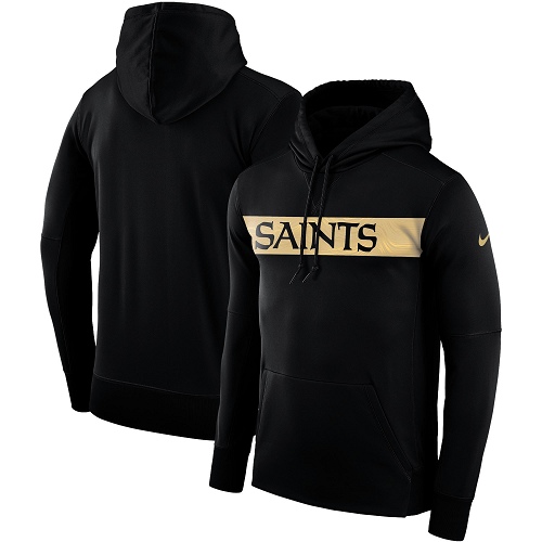 Men's New Orleans Saints Nike Black Sideline Team Performance Pullover Hoodie Men's New Orleans Saints Nike Black Sideline Team Performance Pullover Hoodie