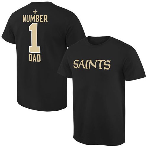 Men's New Orleans Saints Pro Line College Number 1 Dad T-Shirt Black Men's New Orleans Saints Pro Line College Number 1 Dad T-Shirt Black