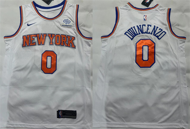 Men's New Yok Knicks #0 Donte DiVincenzo White Stitched Basketball Jersey Men's New Yok Knicks #0 Donte DiVincenzo White Stitched Basketball Jersey