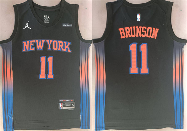 Men's New Yok Knicks #11 Jalen Brunson Black 2025 26 Statement Edition Stitched Basketball Jersey