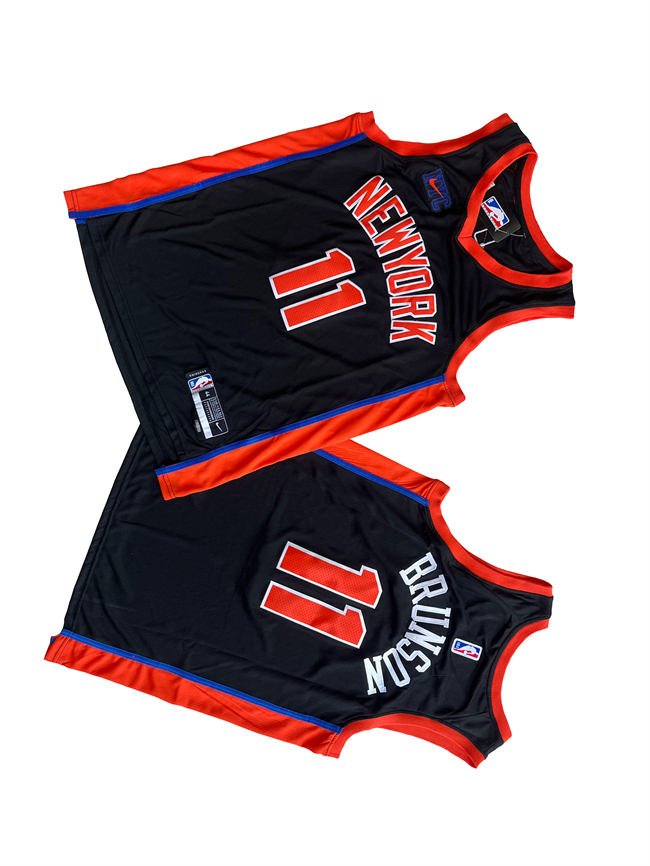 Men's New Yok Knicks #11 Jalen Brunson Black Stitched Basketball Jersey Men's New Yok Knicks #11 Jalen Brunson Black Stitched Basketball Jersey