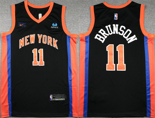Men's New Yok Knicks #11 Jalen Brunson Black Stitched Basketball Jersey1 Men's New Yok Knicks #11 Jalen Brunson Black Stitched Basketball Jersey1