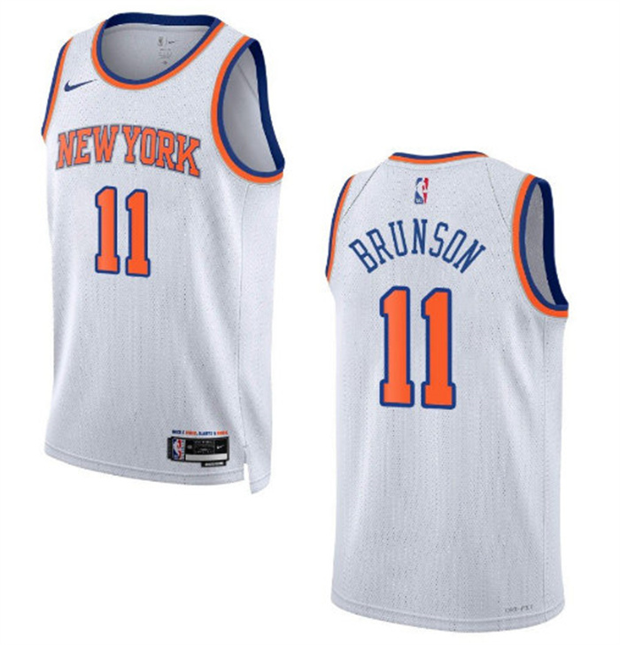 Men's New Yok Knicks #11 Jalen Brunson White Stitched Basketball Jersey Men's New Yok Knicks #11 Jalen Brunson White Stitched Basketball Jersey