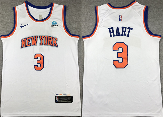 Men's New Yok Knicks #3 Josh Hart White Stitched Basketball Jersey Men's New Yok Knicks #3 Josh Hart White Stitched Basketball Jersey