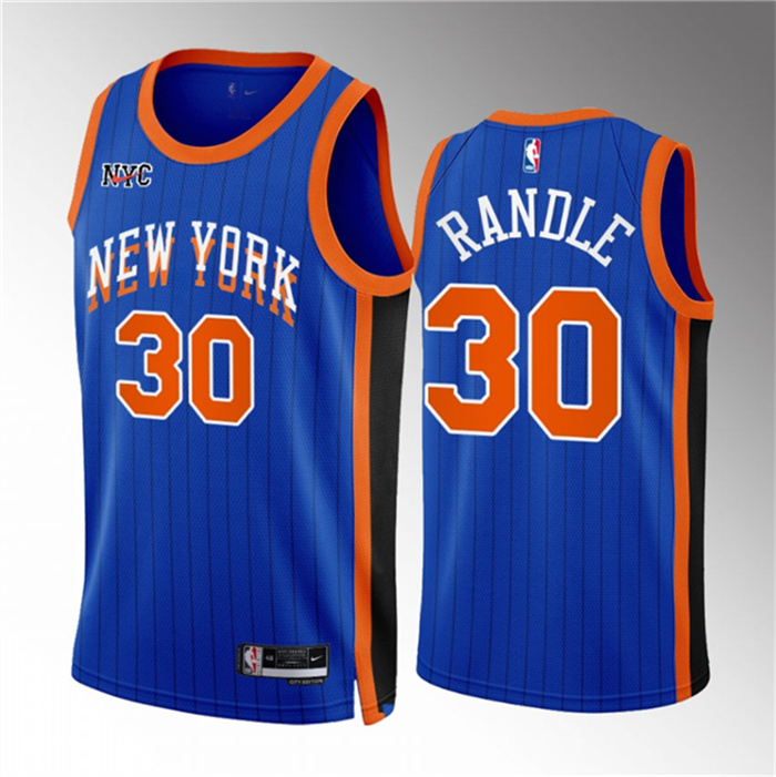 Men's New Yok Knicks #30 Julius Randle Blue 2023 24 City Edition Stitched Basketball Jersey Men's New Yok Knicks #30 Julius Randle Blue 2023 24 City Edition Stitched Basketball Jersey