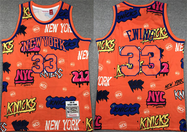 Men's New Yok Knicks #33 Patrick Ewing Orange 1991-92 Throwback Stitched Jersey Men's New Yok Knicks #33 Patrick Ewing Orange 1991-92 Throwback Stitched Jersey