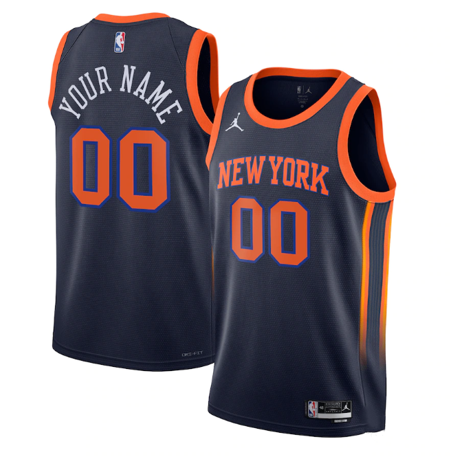 Men's New Yok Knicks Active Player Custom 2022-23 Navy Statement Edition Swingman Stitched Basketball Jersey Men's New Yok Knicks Active Player Custom 2022-23 Navy Statement Edition Swingman Stitched Basketball Jersey