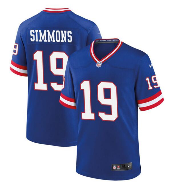 Men's New York Giants #19 Isaiah Simmons Royal Classic Stitched Game Jersey Men's New York Giants #19 Isaiah Simmons Royal Classic Stitched Game Jersey