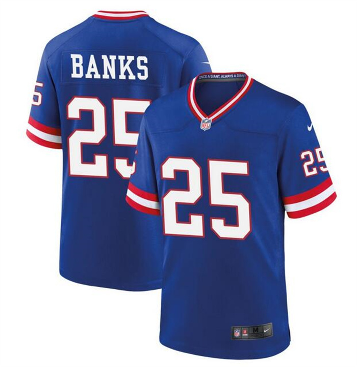 Men's New York Giants #25 Deonte Banks Royal Classic Stitched Game Jersey Men's New York Giants #25 Deonte Banks Royal Classic Stitched Game Jersey