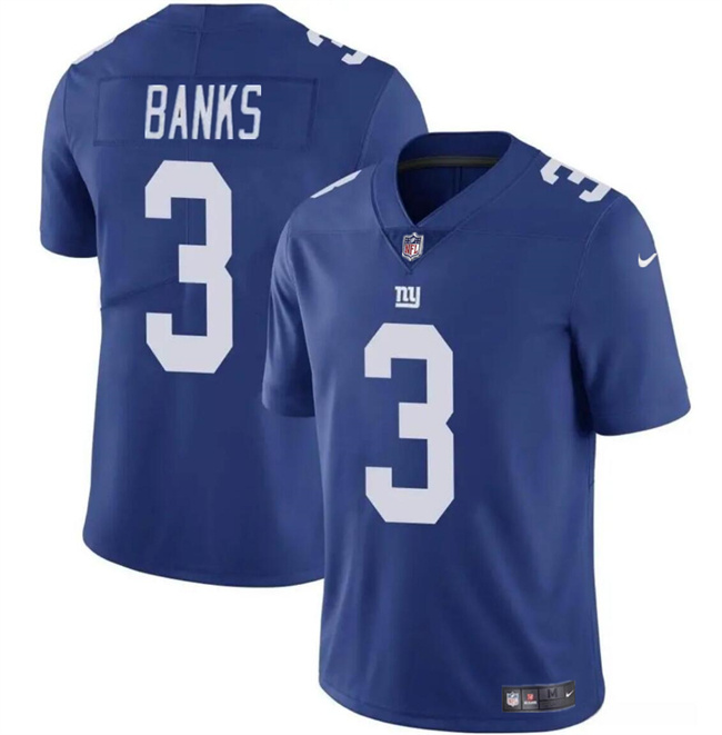 Men's New York Giants #3 Deonte Banks Blue Vapor Untouchable Limited Stitched Jersey Men's New York Giants #3 Deonte Banks Blue Vapor Untouchable Limited Stitched Jersey