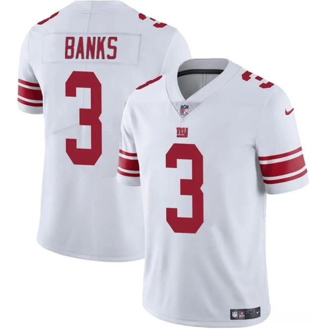 Men's New York Giants #3 Deonte Banks White Vapor Untouchable Limited Stitched Jersey Men's New York Giants #3 Deonte Banks White Vapor Untouchable Limited Stitched Jersey