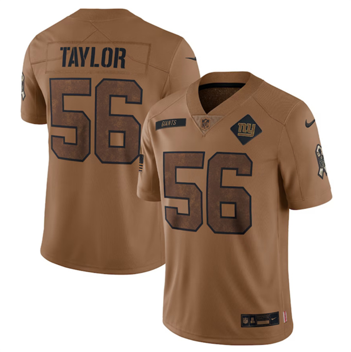 Men's New York Giants #56 Lawrence Taylor 2023 Brown Salute To Service Vapor Untouchable Limited Stitched Jersey Men's New York Giants #56 Lawrence Taylor 2023 Brown Salute To Service Vapor Untouchable Limited Stitched Jersey