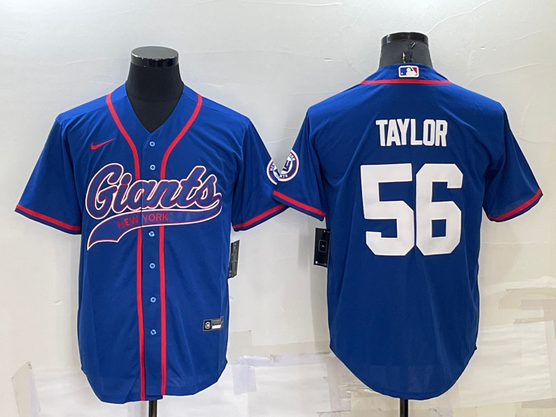 Men's New York Giants #56 Lawrence Taylor Blue Cool Base Stitched Baseball Jersey Men's New York Giants #56 Lawrence Taylor Blue Cool Base Stitched Baseball Jersey