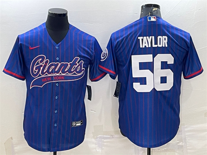 Men's New York Giants #56 Lawrence Taylor Blue With Patch Cool Base Stitched Baseball Jersey Men's New York Giants #56 Lawrence Taylor Blue With Patch Cool Base Stitched Baseball Jersey