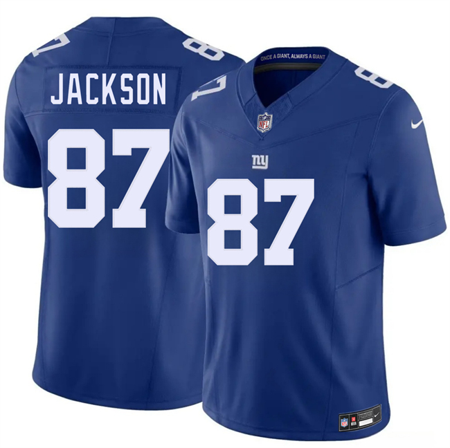 Men's New York Giants #87 Courtney Jackson Blue 2026 F.U.S.E. Vapor Untouchable Limited Stitched Jersey Men's New York Giants #87 Courtney Jackson Blue 2026 F.U.S.E. Vapor Untouchable Limited Stitched Jersey
