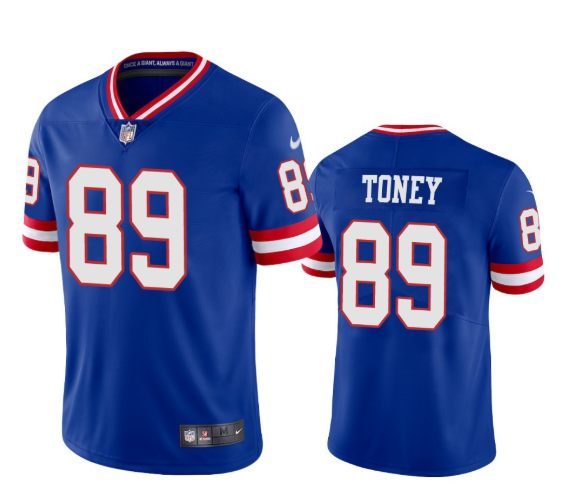 Men's New York Giants #89 Kadarius Toney Royal Vapor Untouchable Classic Retired Player Stitched Jersey Men's New York Giants #89 Kadarius Toney Royal Vapor Untouchable Classic Retired Player Stitched Jersey