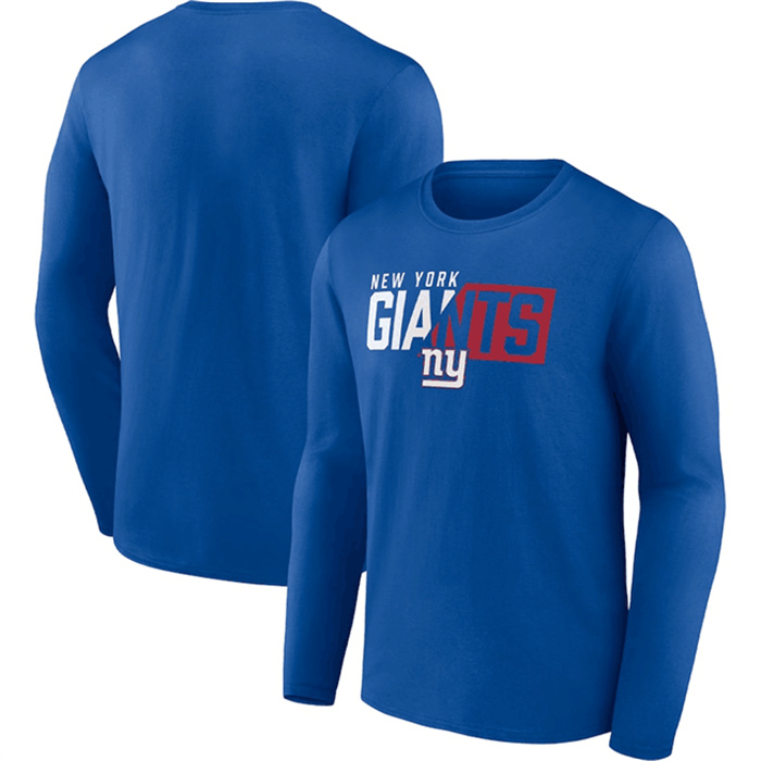 Men's New York Giants Blue One Two Long Sleeve T-Shirt Men's New York Giants Blue One Two Long Sleeve T-Shirt