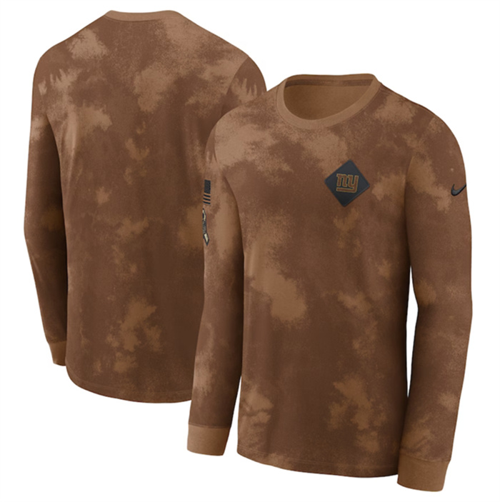 Men's New York Giants Brown 2023 Salute To Service Long Sleeve T-Shirt Men's New York Giants Brown 2023 Salute To Service Long Sleeve T-Shirt