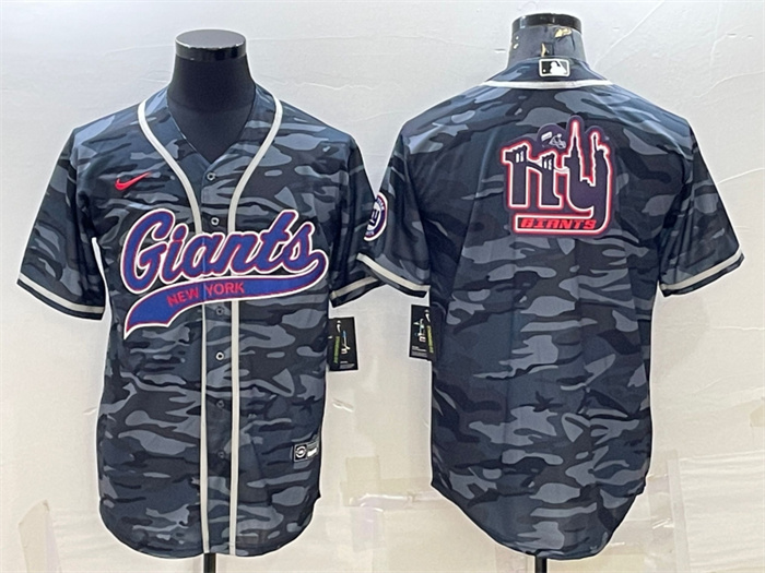 Men's New York Giants Grey Camo Team Big Logo With Patch Cool Base Stitched Baseball Jersey Men's New York Giants Grey Camo Team Big Logo With Patch Cool Base Stitched Baseball Jersey