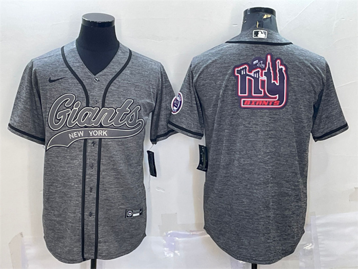 Men's New York Giants Grey Team Big Logo With Patch Cool Base Stitched Baseball Jersey Men's New York Giants Grey Team Big Logo With Patch Cool Base Stitched Baseball Jersey