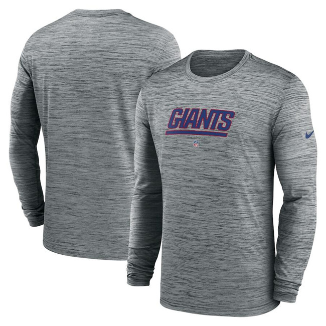 Men's New York Giants Heather Gray Sideline Team Velocity Performance Long Sleeve T-Shirt Men's New York Giants Heather Gray Sideline Team Velocity Performance Long Sleeve T-Shirt