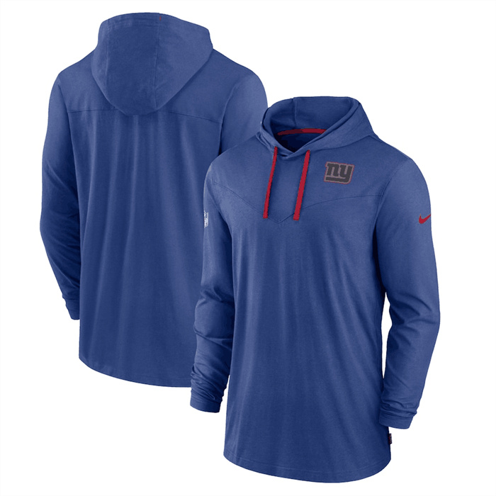 Men's New York Giants Royal Sideline Pop Performance Pullover Long Sleeve Hoodie T-Shirt Men's New York Giants Royal Sideline Pop Performance Pullover Long Sleeve Hoodie T-Shirt