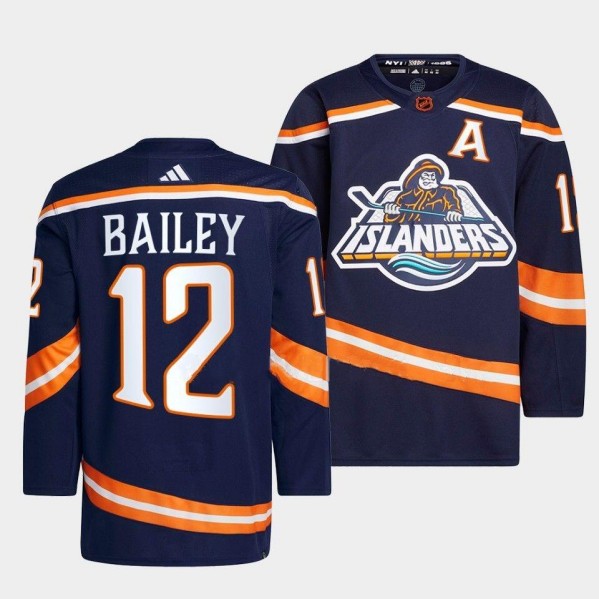 Men's New York Islanders #12 Josh Bailey Navy 2022-23 Reverse Retro Stitched Jersey Men's New York Islanders #12 Josh Bailey Navy 2022-23 Reverse Retro Stitched Jersey
