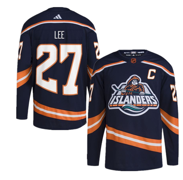 Men's New York Islanders #27 Anders Lee Navy 2022-23 Reverse Retro Stitched Jersey Men's New York Islanders #27 Anders Lee Navy 2022-23 Reverse Retro Stitched Jersey