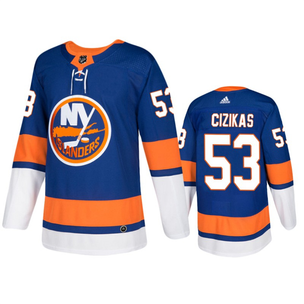 Men's New York Islanders #53 Casey Cizikas Royal Stitched Jersey Men's New York Islanders #53 Casey Cizikas Royal Stitched Jersey