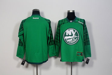 Men's New York Islanders Blank Green Stitched St. Patrick's Day Replica NHL Jersey