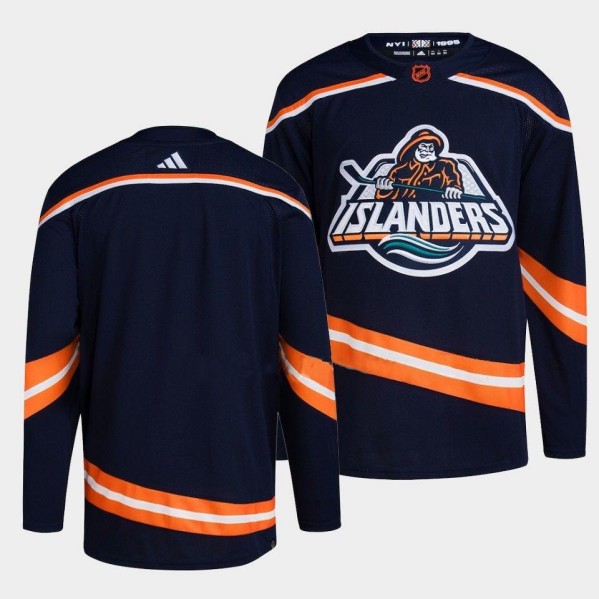 Men's New York Islanders Blank Navy 2022-23 Reverse Retro Stitched Jersey Men's New York Islanders Blank Navy 2022-23 Reverse Retro Stitched Jersey