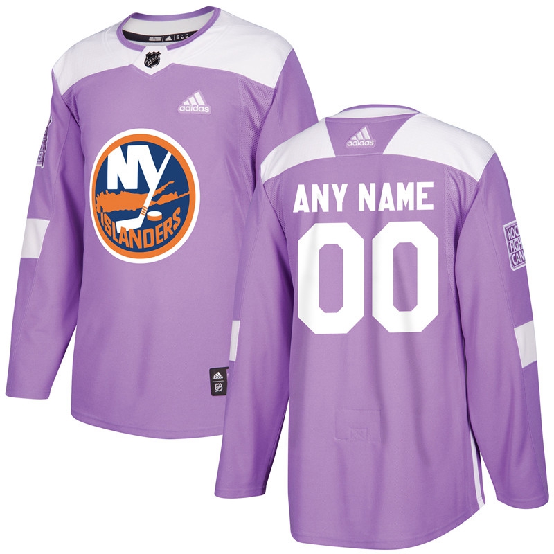 Men's New York Islanders Purple Adidas Hockey Fights Cancer Custom Practice Jersey Men's New York Islanders Purple Adidas Hockey Fights Cancer Custom Practice Jersey