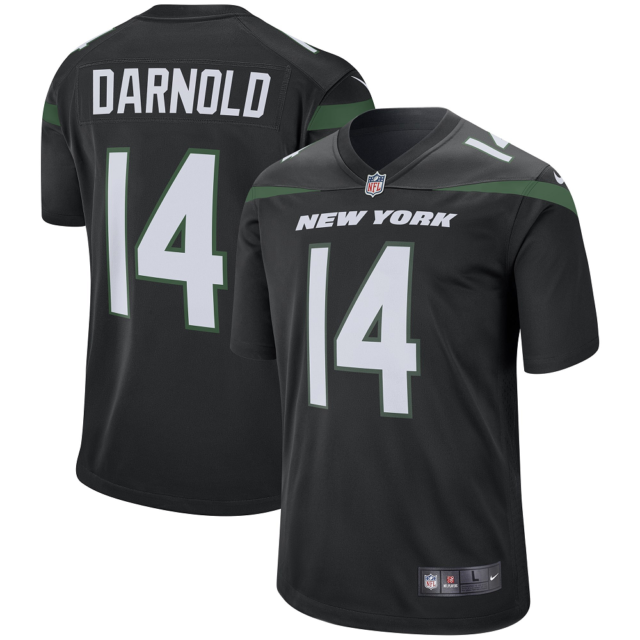 Men's New York Jets #14 Sam Darnold BLACK Player Game Jersey Men's New York Jets #14 Sam Darnold BLACK Player Game Jersey